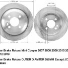 Rear Brake Rotors Mini Cooper 2007 2008 2009 2010 2011 2012 2013 REAR ROTORS