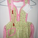Lime green and pink children's apron with rolling pin
