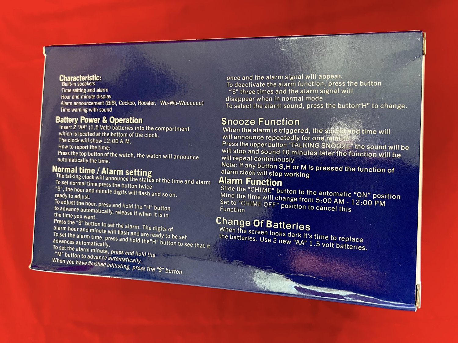 SPANISH SPEAKING CLOCK Talking Time Voice Alarm Snooze Human Voice