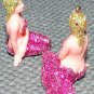2 sweet 1960s Glitter NUDE FIGURAL Mermaids FLORIDA Charms