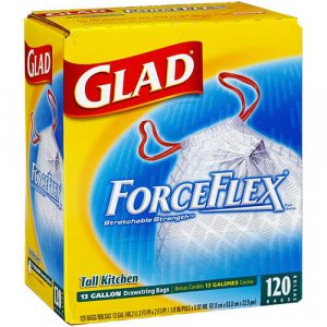 Glad ForceFlex Tall Kitchen  (120ct / 13 gal bags)