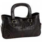 Embassy™ Black Genuine Leather Handbag with Alligator Embossing   (FREE SHIPPING Included)