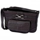 Embassy™ Embossed Genuine Leather Ladies Black Handbag   (FREE SHIPPING Included)