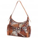 Embassy™ Tan Genuine Leather Handbag with Snakeskin Embossing   FREE SHIPPING Included