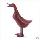 CARVED WOODEN BURGUNDY DUCK - 37664