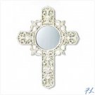 ANTIQUE IVORY CROSS MIRROR - 38005