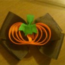 Halloween Thanksgiving pumpkin and brown pinwheel bow