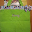 Small canvas bags with name and ribbon Pink, lime green, blue jean