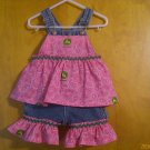 John Deere Pink and green girls' overalls shortalls