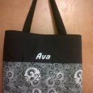 Black and silver paisley diaper bag