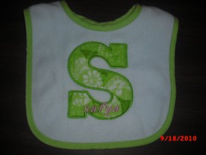 Applique monogram bib