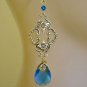 Sky vintage golden brass blue quartz filigree drop earring
