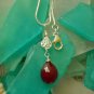 Modern retro ruby drop pendant sterling silver Gemstone necklace