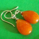 Happy orange jade gemstone sterling silver Earring