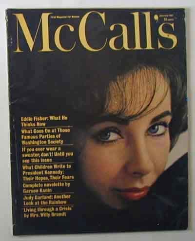 1962 January McCall’s Magazine Elizabeth Taylor and Eddie Fisher. Judy ...
