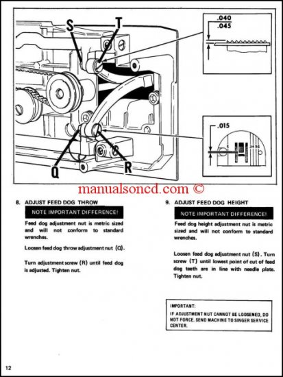 Singer 353 Genie Sewing Machine Adjustment Manual
