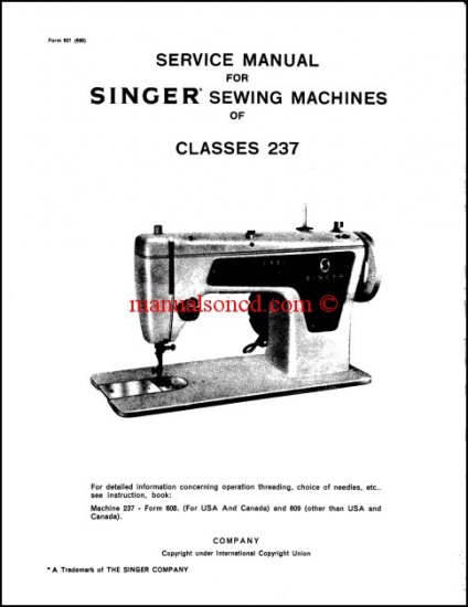 Singer Model 237 Sewing Machine Service Manual