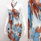 Beach Sarong Pareo Wrap Floral Design Turquoise Brown SFBP003