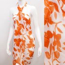Beach Sarong Pareo Wrap Tropical Flower Orange White SFBP014