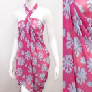 Beach Sarong Pareo Wrap Flower Fuschia Turquoise  SFBP018