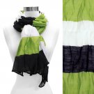 Tri Tone Color Block Stripe Light Fashion Scarf Green  SF00218-GN