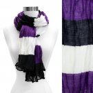 Tri Tone Color Block Stripe Light Fashion Scarf Purple SF00218-PU