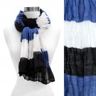 Tri Tone Color Block Stripe Light Fashion Scarf Blue SF00218-BL