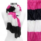 Tri Tone Color Block Stripe Light Fashion Scarf Pink  SF00218-PK