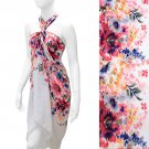 Beach Sarong Pareo Wrap Floral Design Red White  SFBP026-WT