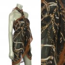 Beach Sarong Pareo Shawl Wrap Chain N Belt Black SFBP027-BK
