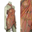 Beach Sarong Pareo Shawl Wrap Chain N Belt Pink SFBP027-PK
