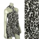 Beach Sarong Pareo Shawl Wrap Leopard Wrinkle Black   SFBP028-BK