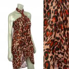 Beach Sarong Pareo Shawl Wrap Leopard Wrinkle Pink Red  SFBP028-RD
