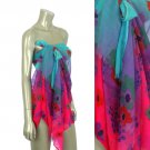 Beach Sarong Pareo Shawl Wrap Flower Ombre Fuschia  SFBP031-FU