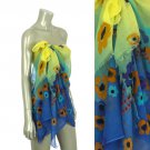Beach Sarong Pareo Shawl Wrap Flower Ombre Yellow  SFBP031-YW