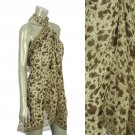Beach Sarong Pareo Shawl Wrap Leopard N Border Camel   SFBP030-CA