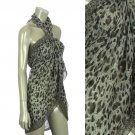 Beach Sarong Pareo Shawl Wrap Leopard N Border Black  SFBP030-BK