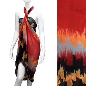 Beach Sarong Pareo Wrap Embossed Abstract Design Red SFBP034-RD