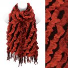 Two Tone Diagonal Pattern Design Popcorn Fashion Scarf Rust Red Black  SF00240RD