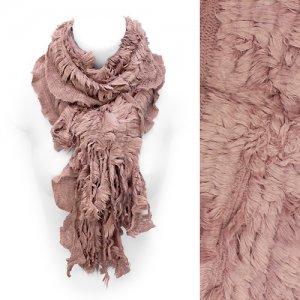 Fur Lined Rib Knit Soft Fashion Style Fall Winter Scarf Beautiful Pink SF00241DP