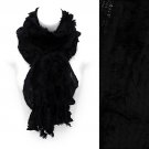 Fur Lined Rib Knit Soft Fashion Style Fall Winter Scarf Beautiful Black SF00241BK