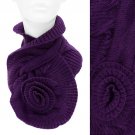 Knit Neck Warmer Big Flower Corsage Pull Through Scarf Beautiful Purple  SF00242PU