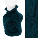 Knit Neck Warmer Big Flower Corsage Pull Through Scarf Beautiful Teal  SF00242TL