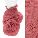 Knit Neck Warmer Big Flower Corsage Pull Through Scarf Beautiful Pink SF00242PK
