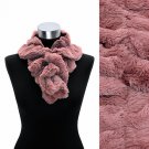 Solid Soft Faux Rabbit Fur Ruffle Pull Through Fashion Scarf Pink SF00184PK