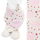 Snow Flakes Soft Cold Weather Fashion Scarf with Pompoms Pink Red Ivory  SF00250IV