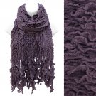 Multi Ruffled Rib Knit Fringes Scarf Soft Warm Cozy Beautiful Purple  SF00254PU