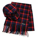 Classic Fashion Plaid Pattern Design Newsboy Hat and Soft Scarf Set Blue Red  HT00007RL
