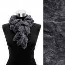Solid Soft Faux Rabbit Fur Ruffle Pull Through Fashion Scarf Gray  SF00184GY