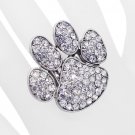 Puppy Paw Crystal Pave Stretch Ring Silver Clear  RG00067-SV